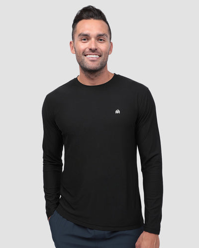 Long Sleeve Active Tee-Black-Front--Zach---L