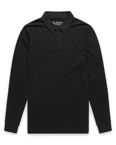 Long Sleeve Polo - Non-Branded-Black-Tall-Regular-Mock--Model---L