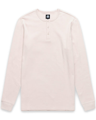 Long Sleeve Waffle Knit Henley-Beige-Mock--Model---M-Regular