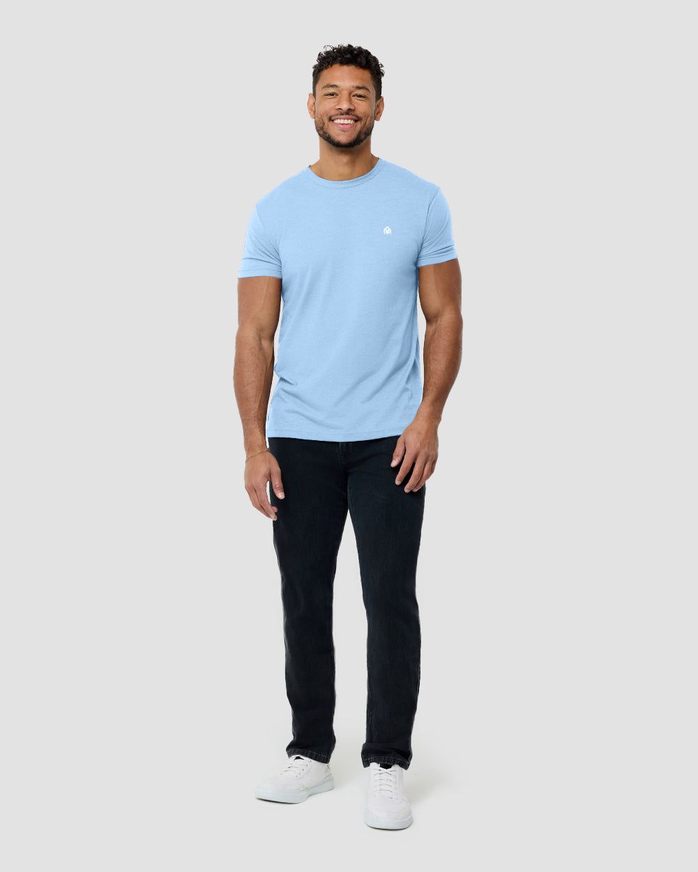 Basic Tee - Logo-Heather Columbia Blue-Reg-Regular-Full--Model---L