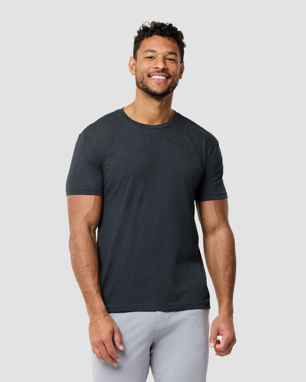Basic Tee - No Logo-Charcoal-Tall-Regular-Front--Model---L