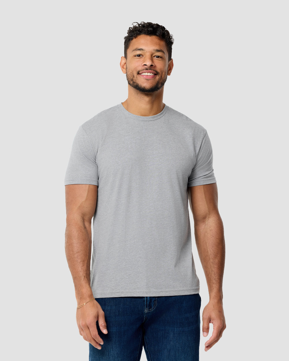 Basic Tee - No Logo-Grey-Tall-Regular-Front--Model---L