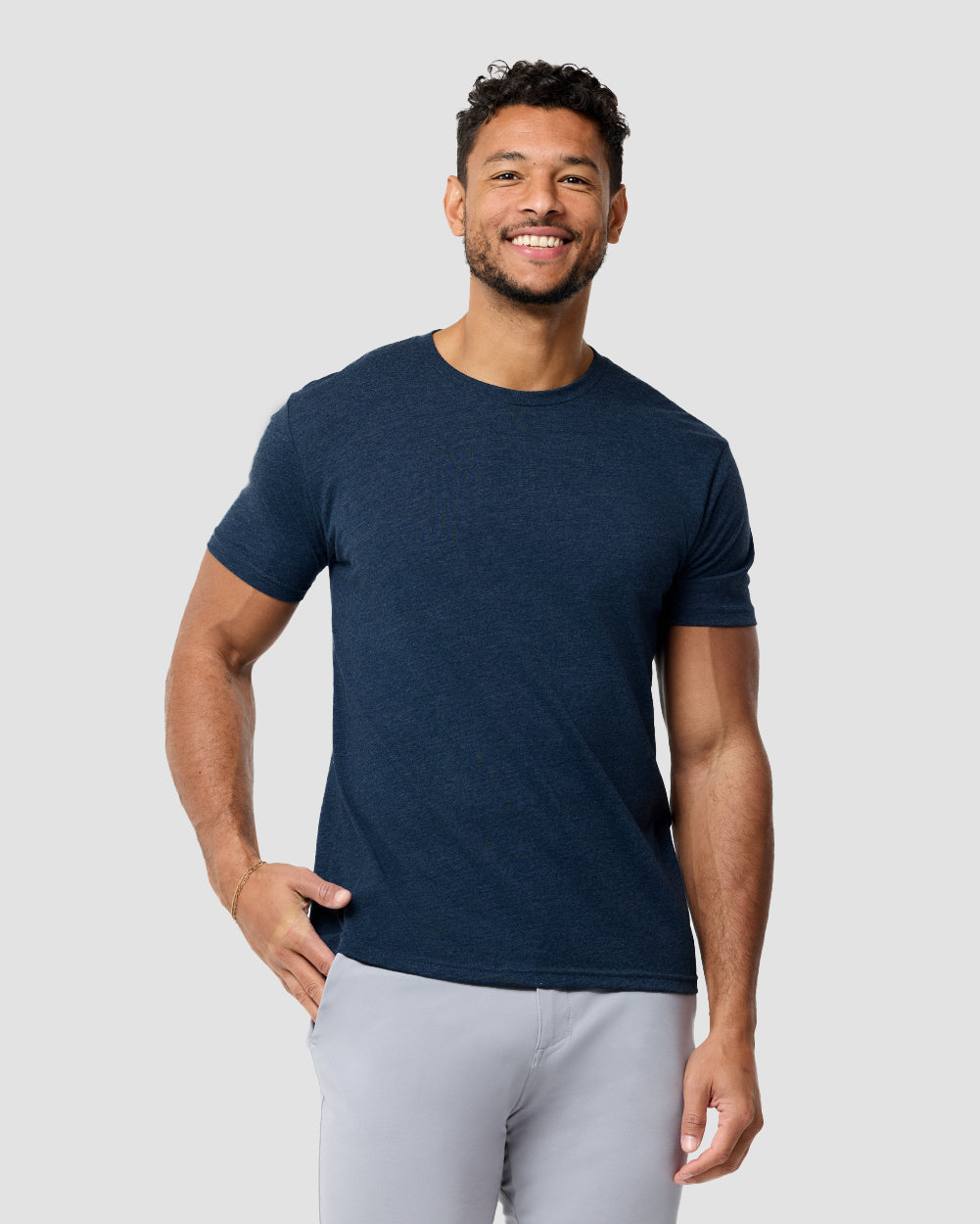 Basic Tee - No Logo-Navy-Tall-Regular-Front--Model---L