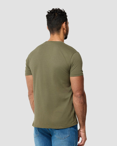 Basic Tee - No Logo-Olive Green-Reg-Regular-Back--Model---L