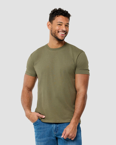 Basic Tee - No Logo-Olive Green-Tall-Regular-Front--Model---L
