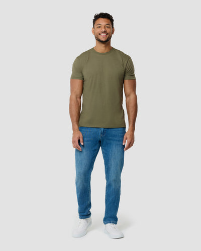 Basic Tee - No Logo-Olive Green-Tall-Regular-Full--Model---L