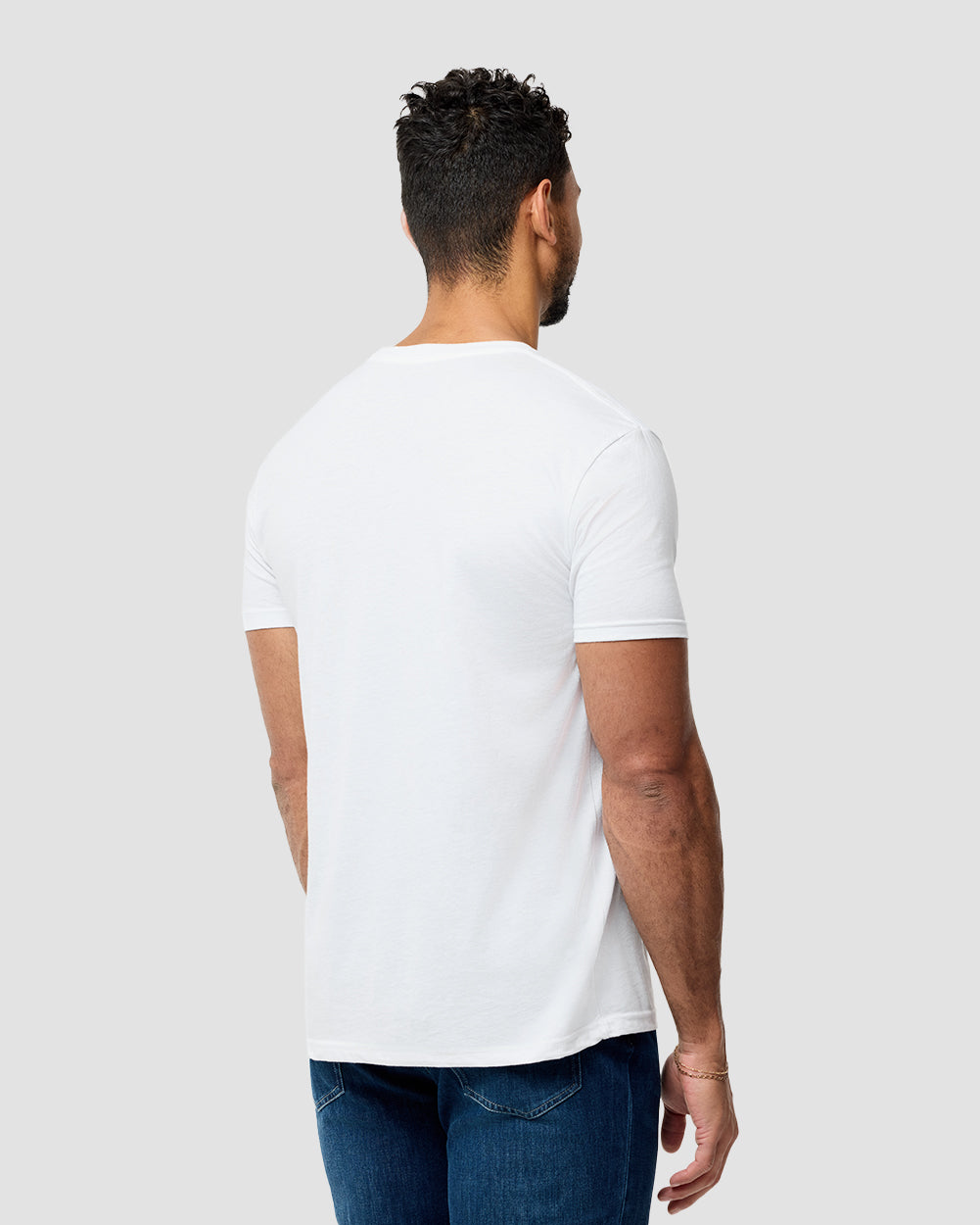 Basic Tee - No Logo-White-Tall-Regular-Back--Model---L