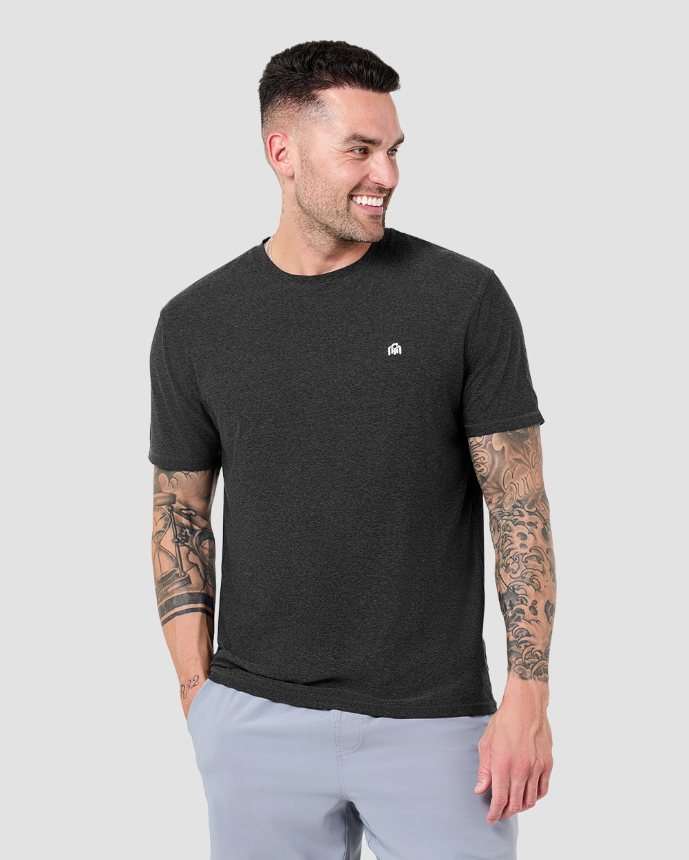 Active Tee-Charcoal-Tall-Regular-Front--Model---L