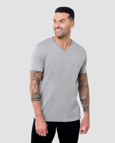 V-Neck Tee - Non-Branded-Grey-Tall-Regular-Front--Model---L