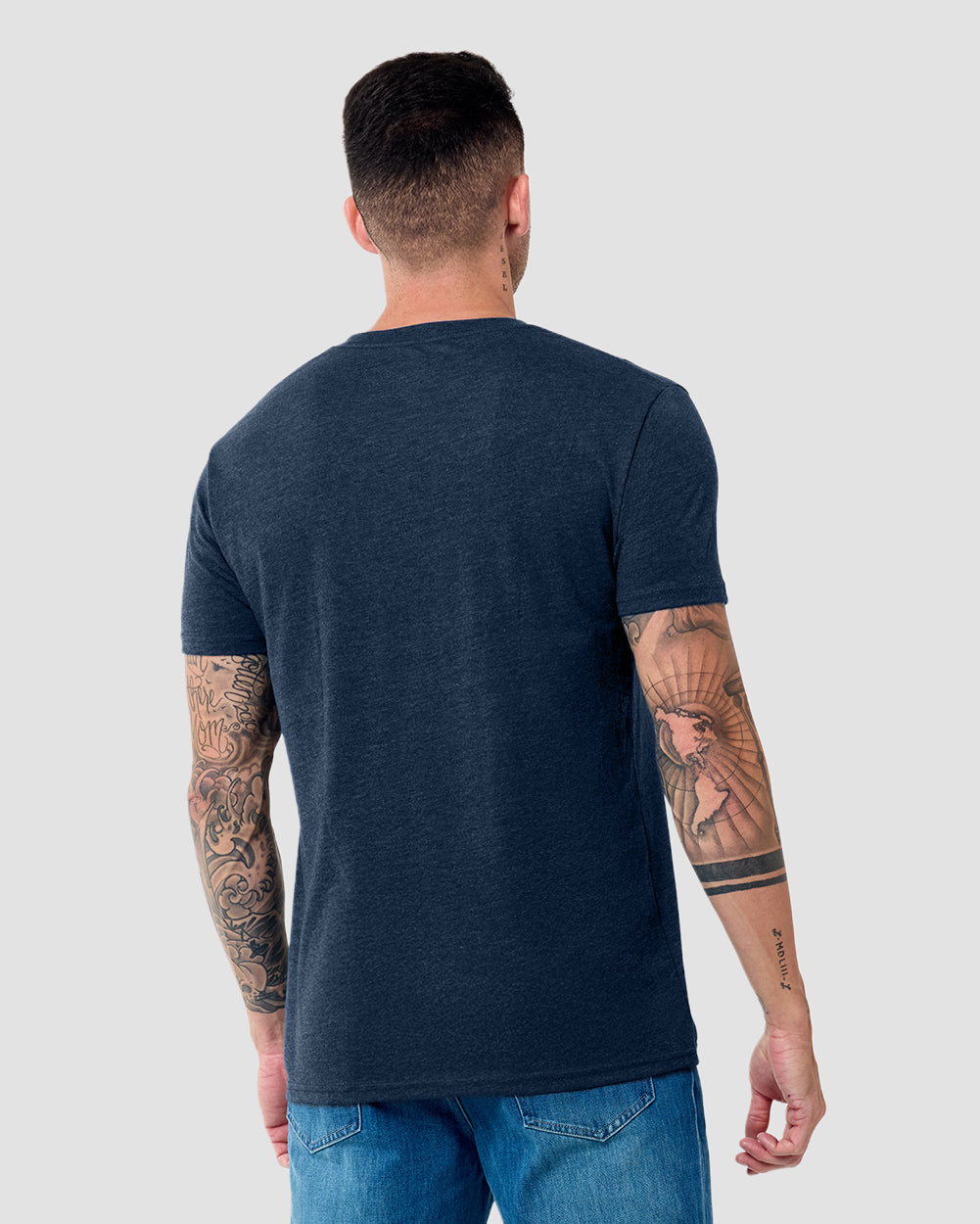 V-Neck Tee - Non-Branded-Navy-Tall-Regular-Back--Model---L