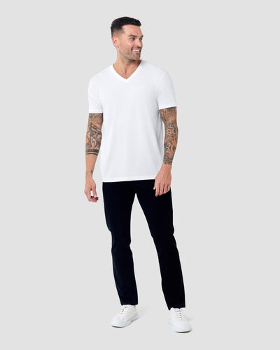 V-Neck Tee - Non-Branded-White-Tall-Regular-Full--Model---L
