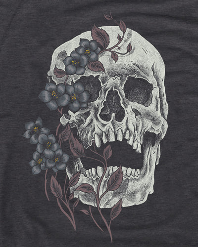 Bone Blossom Tee-Charcoal-Regular-Swatch--Model---L