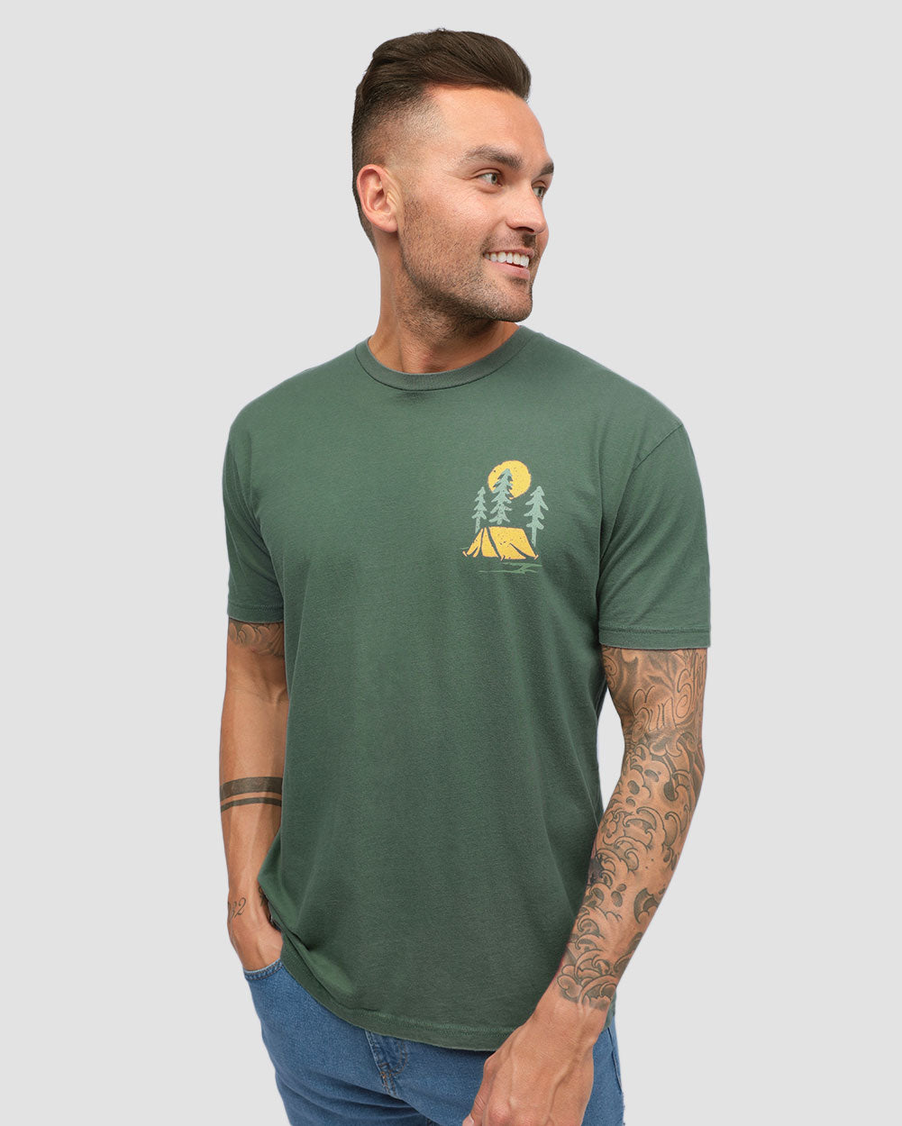 Evergreen Vintage Tee-Vintage Royal Pine-Regular-Front--Model---L