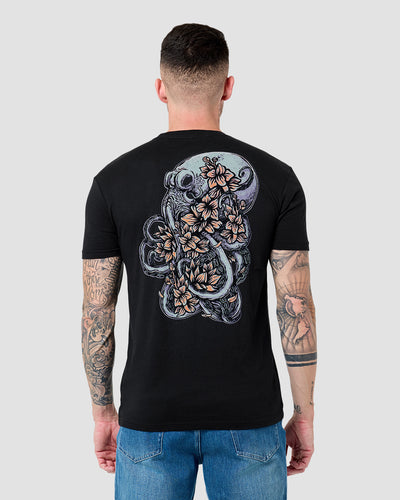 Sea Petals Tee-Black-Regular-Back--Model---L