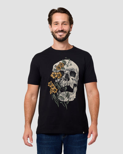 Bone Blossom Tee-Black-Regular-Front--Model---L