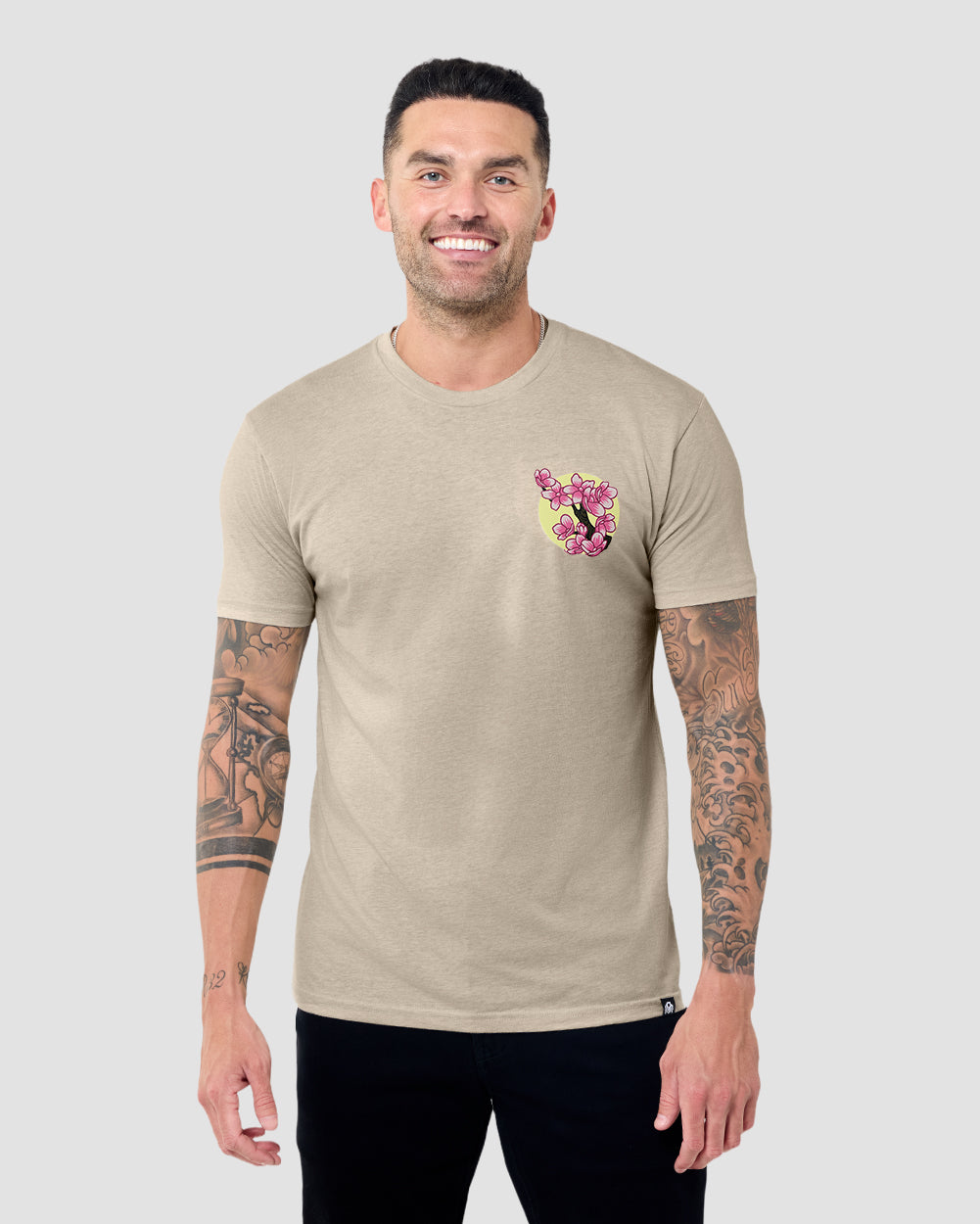 Bottle Blossom Tee-Cream-Regular-Front--Model---L