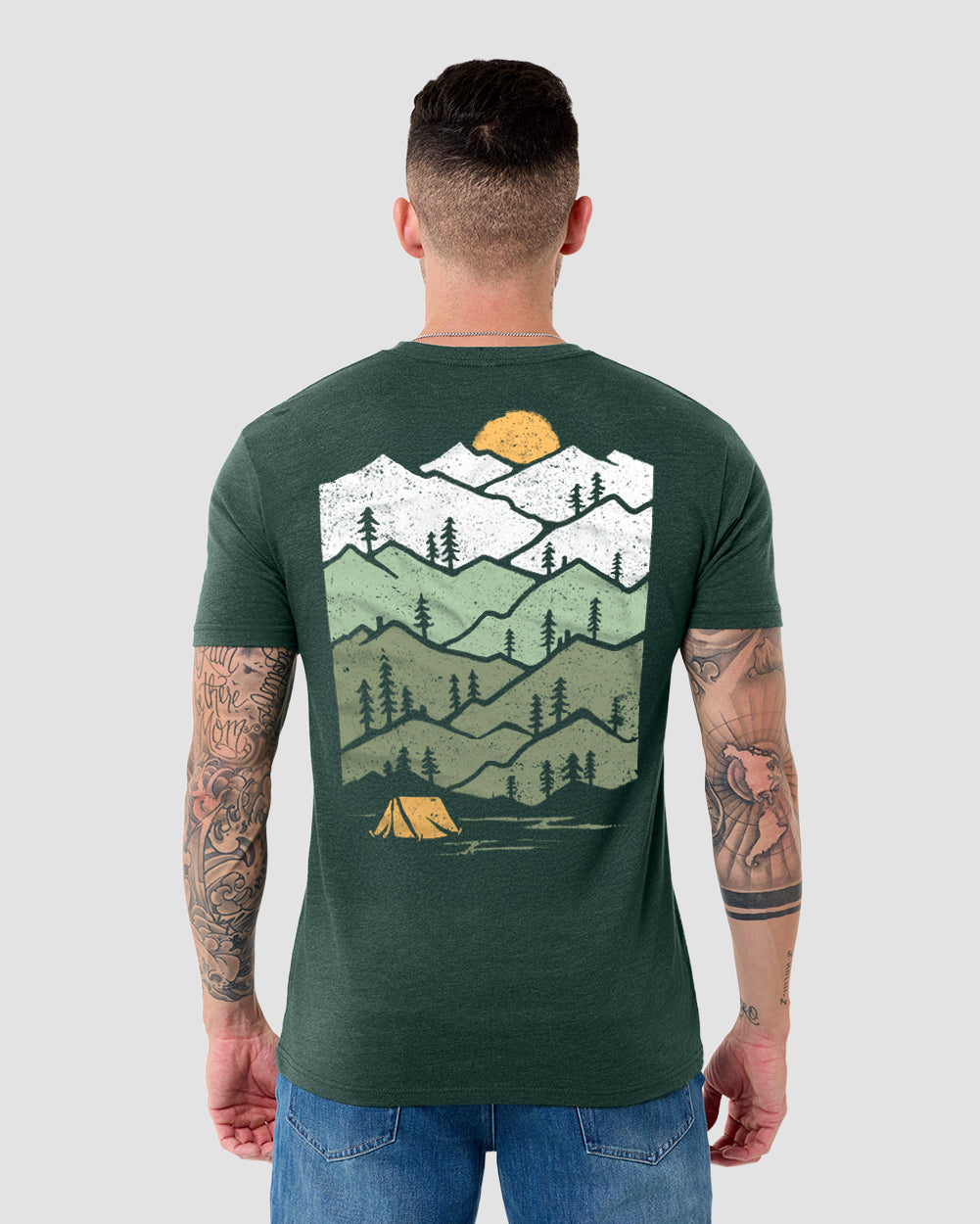 Evergreen Tee-Heather Forest Green-Regular-Back--Model---L