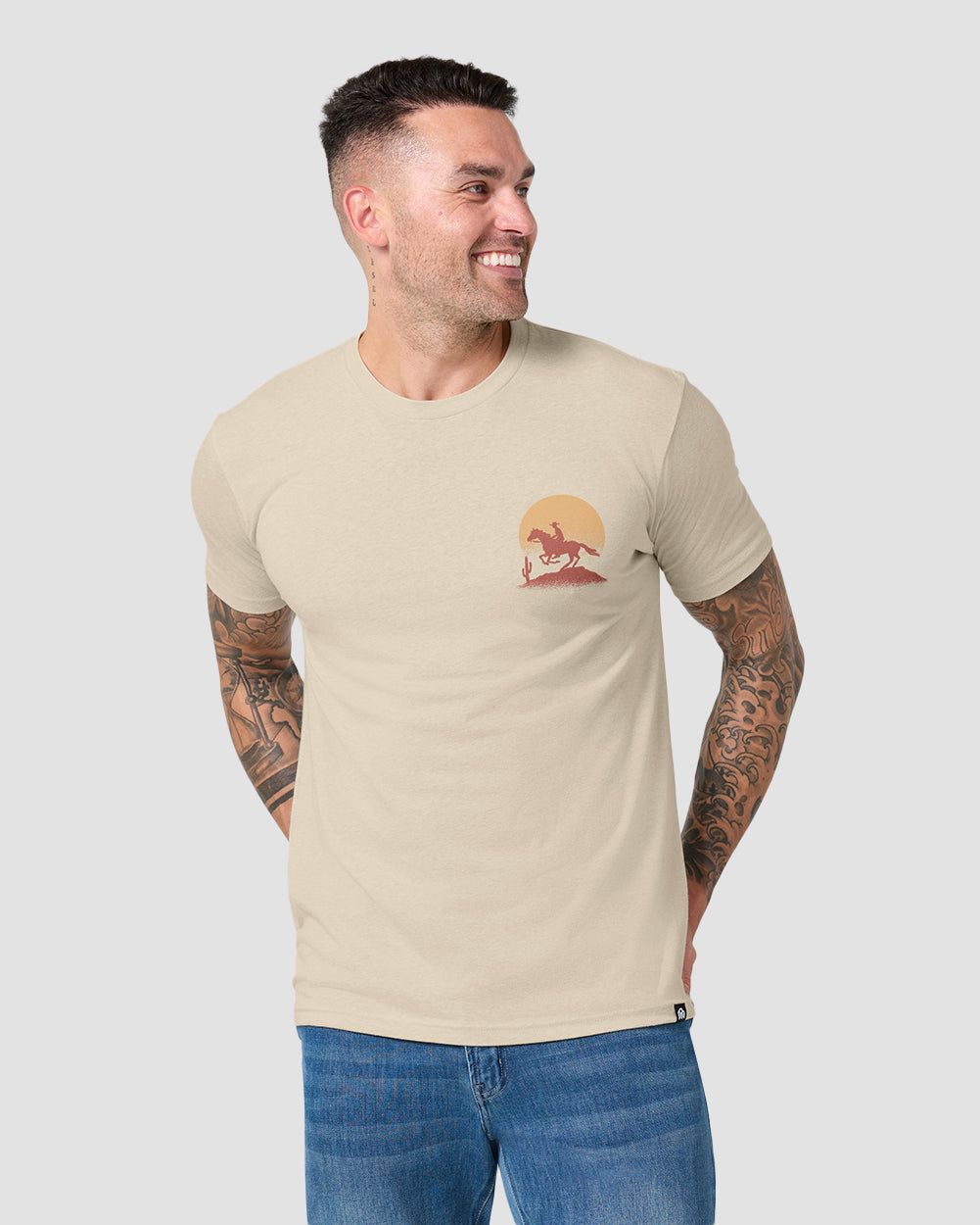Mesa Shadows Tee-Cream-Regular-Front--Model---L