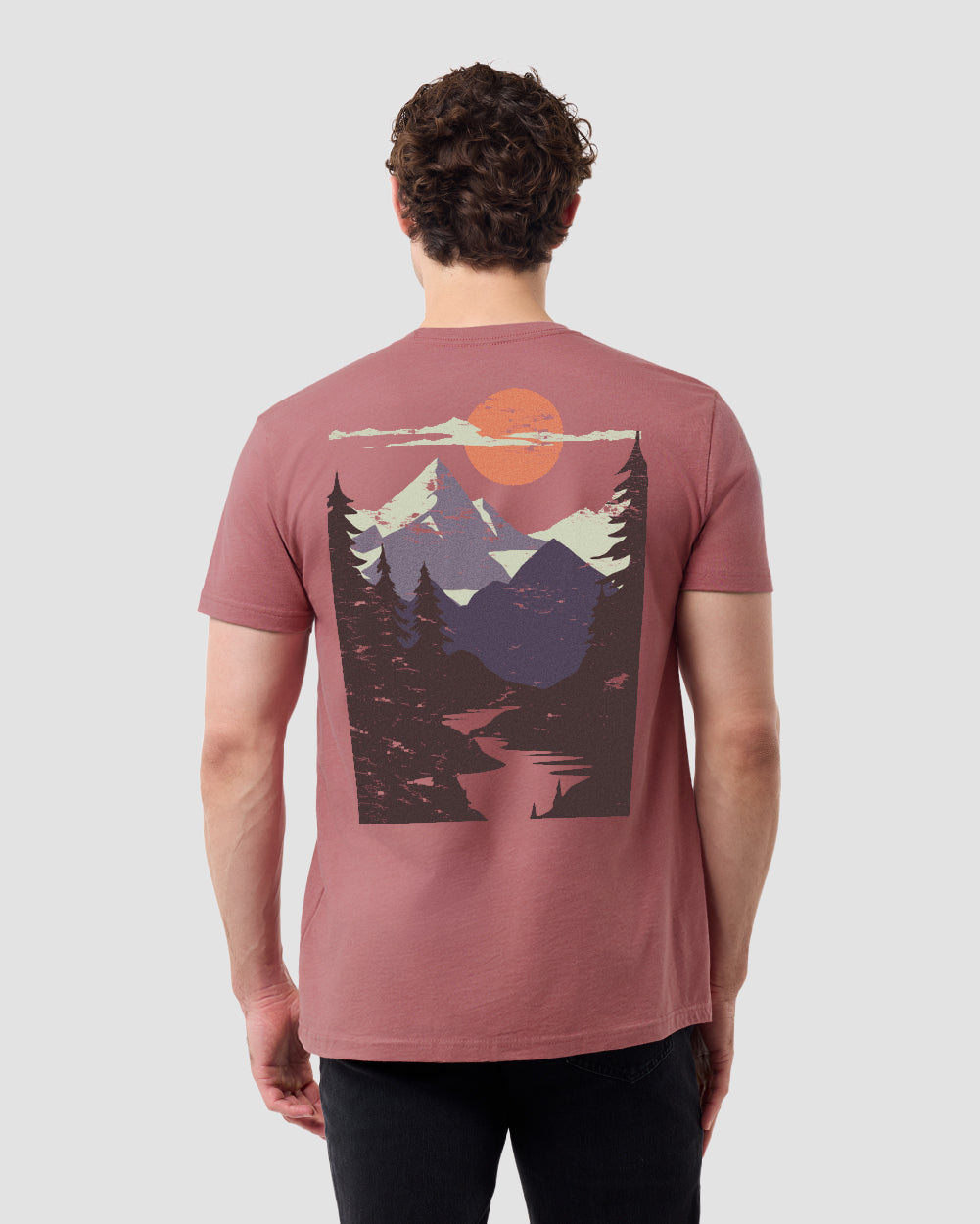 Purple Peaks II Tee-Heather Mauve-Regular-Back--Model---L