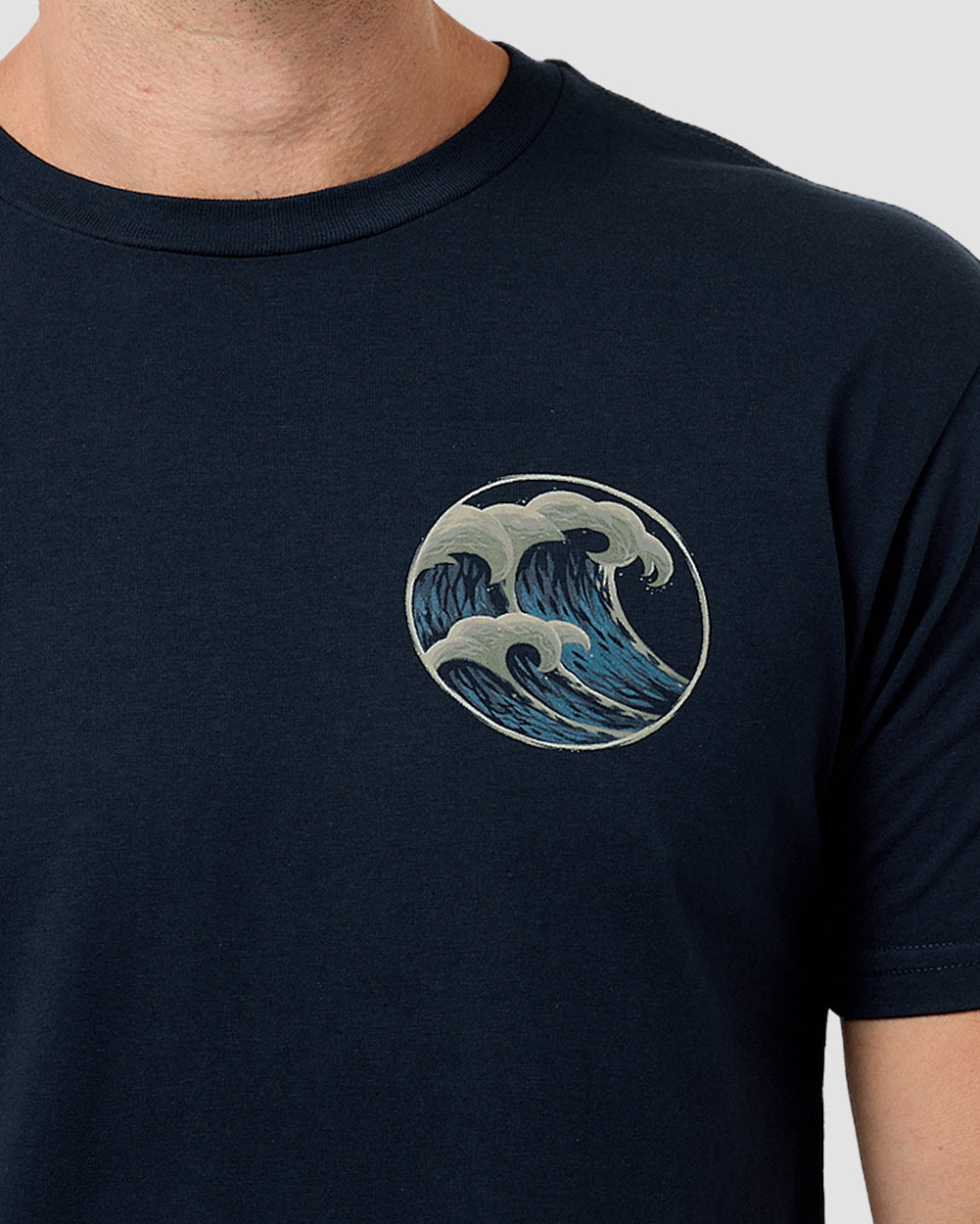 Saltwater Surge Tee-Midnight Navy-Regular-Detail--Model---L