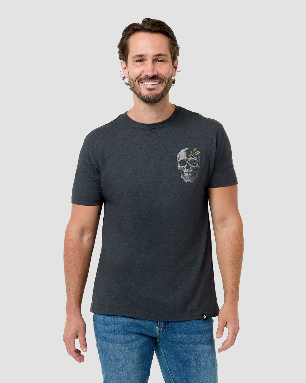 Split Nature Tee-Charcoal-Regular-Front--Model---L