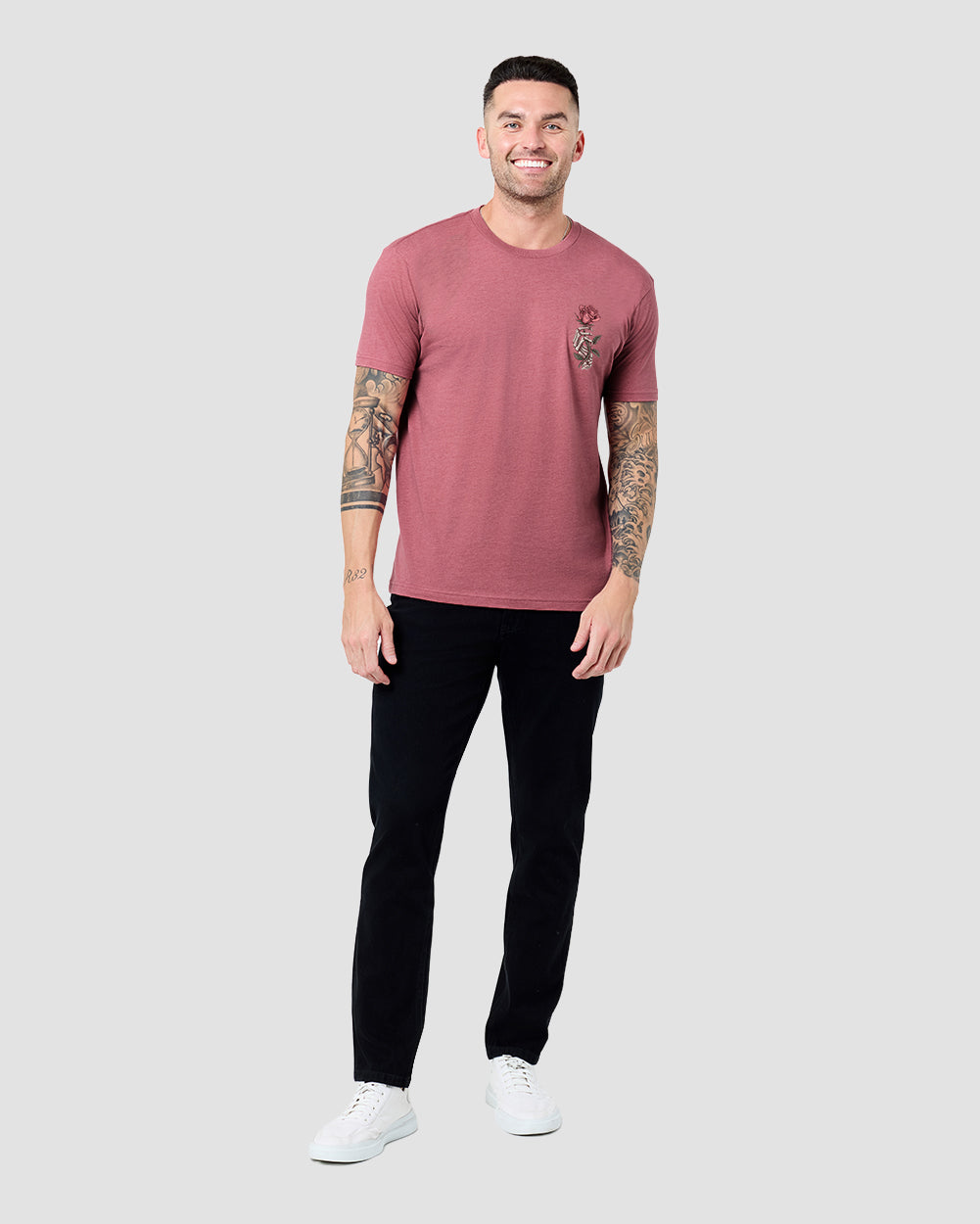 Rose Remains Tee-Heather Mauve-Regular-Full--Model---L