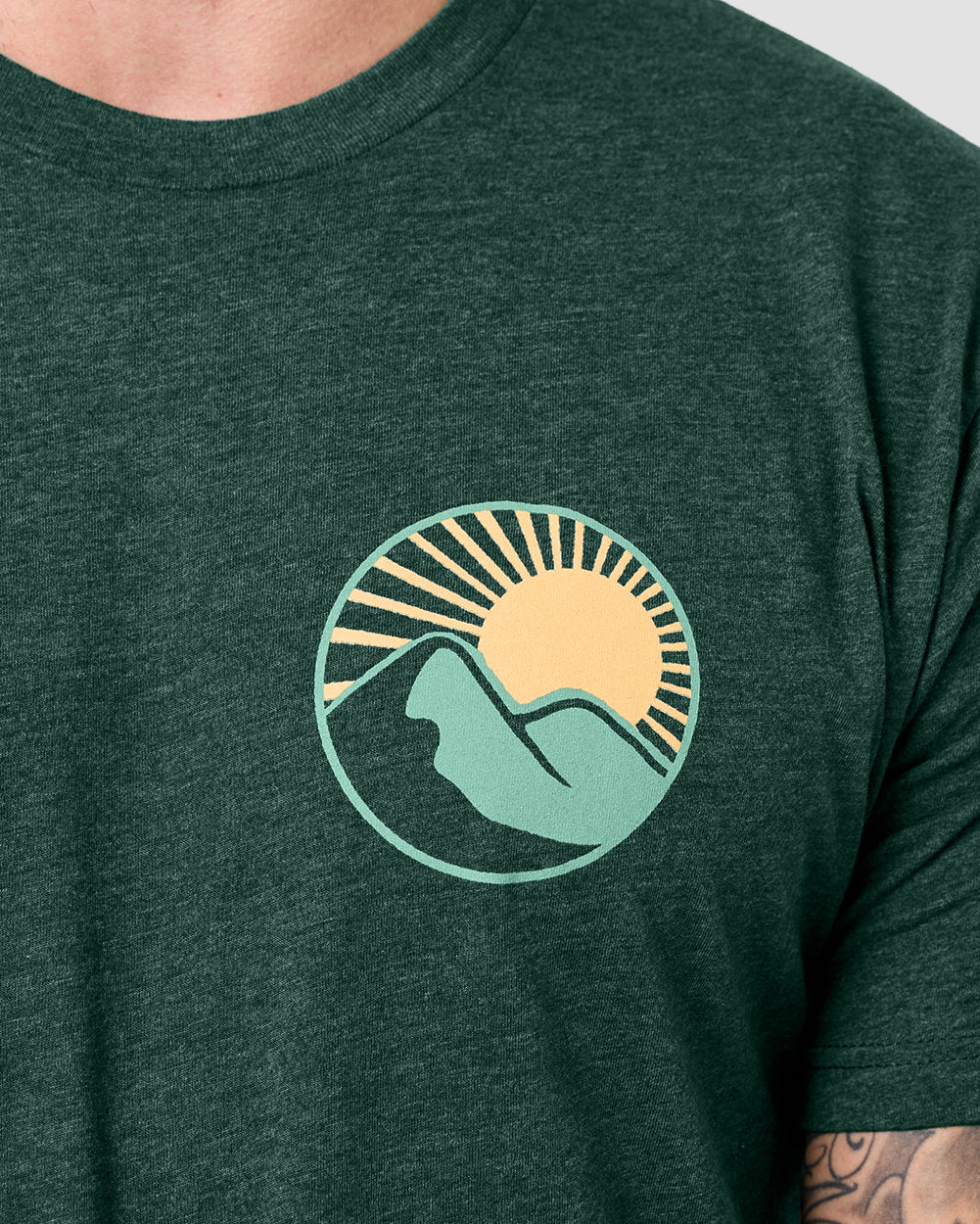 Suncrest Tee-Forest Green-Regular-Detail--Model---L