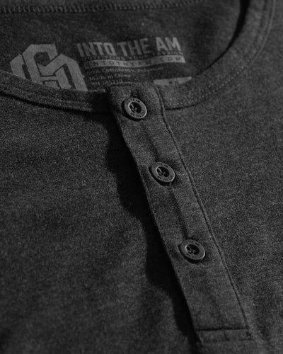 Long Sleeve Henley Tee - Non-Branded-Black-Macro