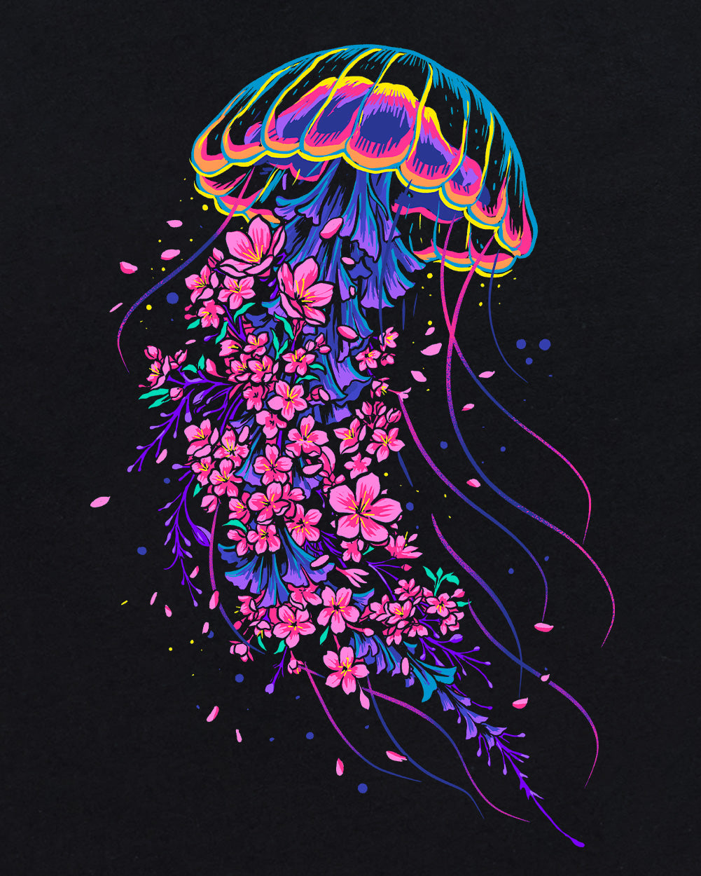 Jelly Blossom Tee-Black-Regular-Swatch--Model---L