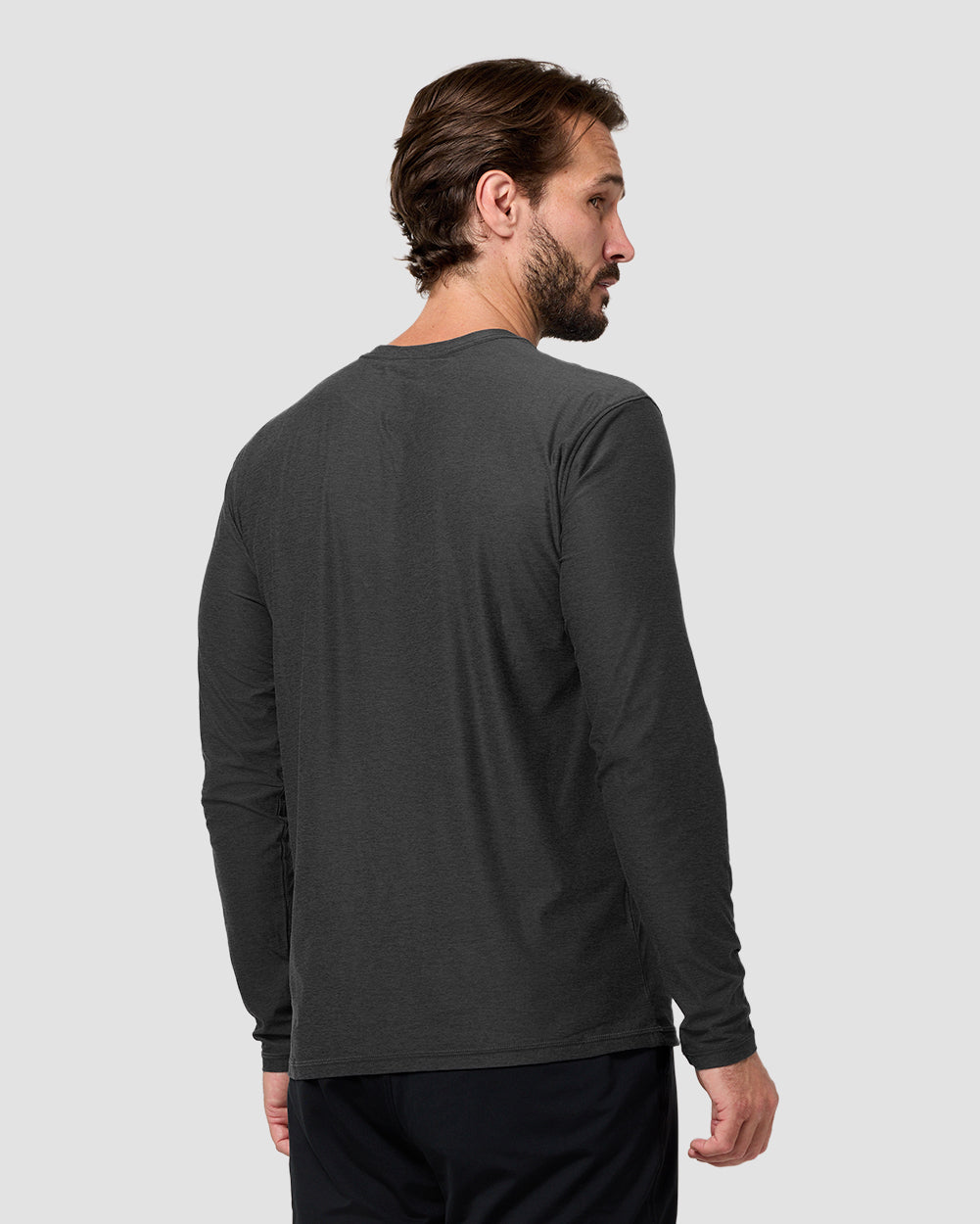 Long Sleeve Active Tee - Branded-Charcoal-Regular-Back--Model---L