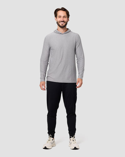 Long Sleeve Hooded Active Tee - Non-Branded-Grey-Regular-Full--Model---L