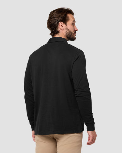Long Sleeve Polo - Non-Branded-Black-Tall-Regular-Back--Model---L