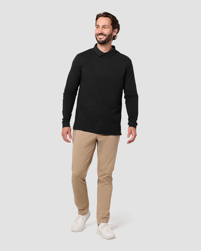 Long Sleeve Polo - Non-Branded-Black-Reg-Regular-Full--Model---L
