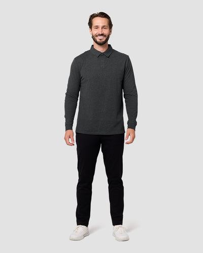 Long Sleeve Polo - Non-Branded-Charcoal-Tall-Regular-Full--Model---L