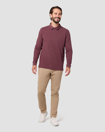 Long Sleeve Polo - Non-Branded-Maroon-Reg-Regular-Full--Model---L