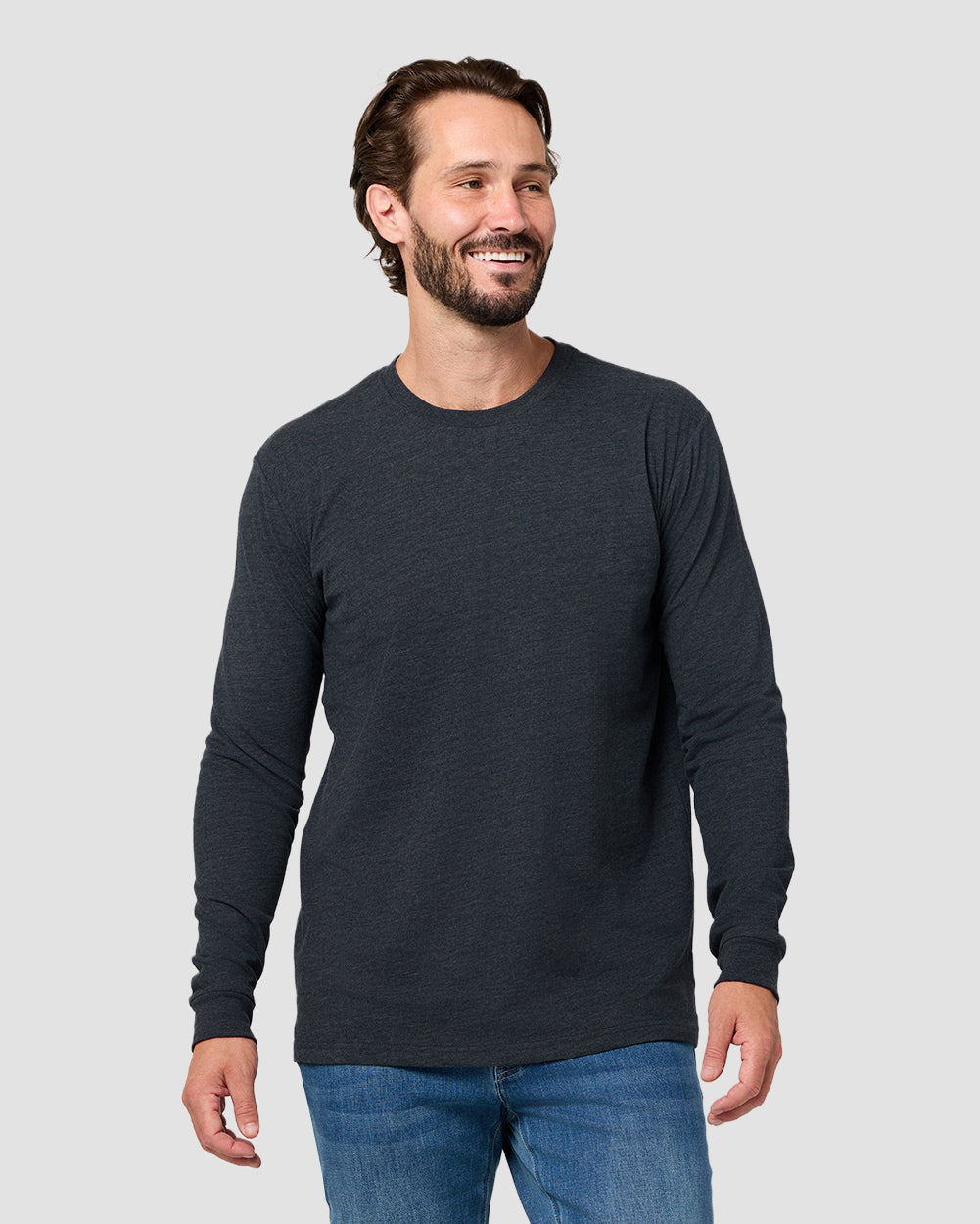 Long Sleeve Tee - Non-Branded-Charcoal-Tall-Regular-Front--Model---L