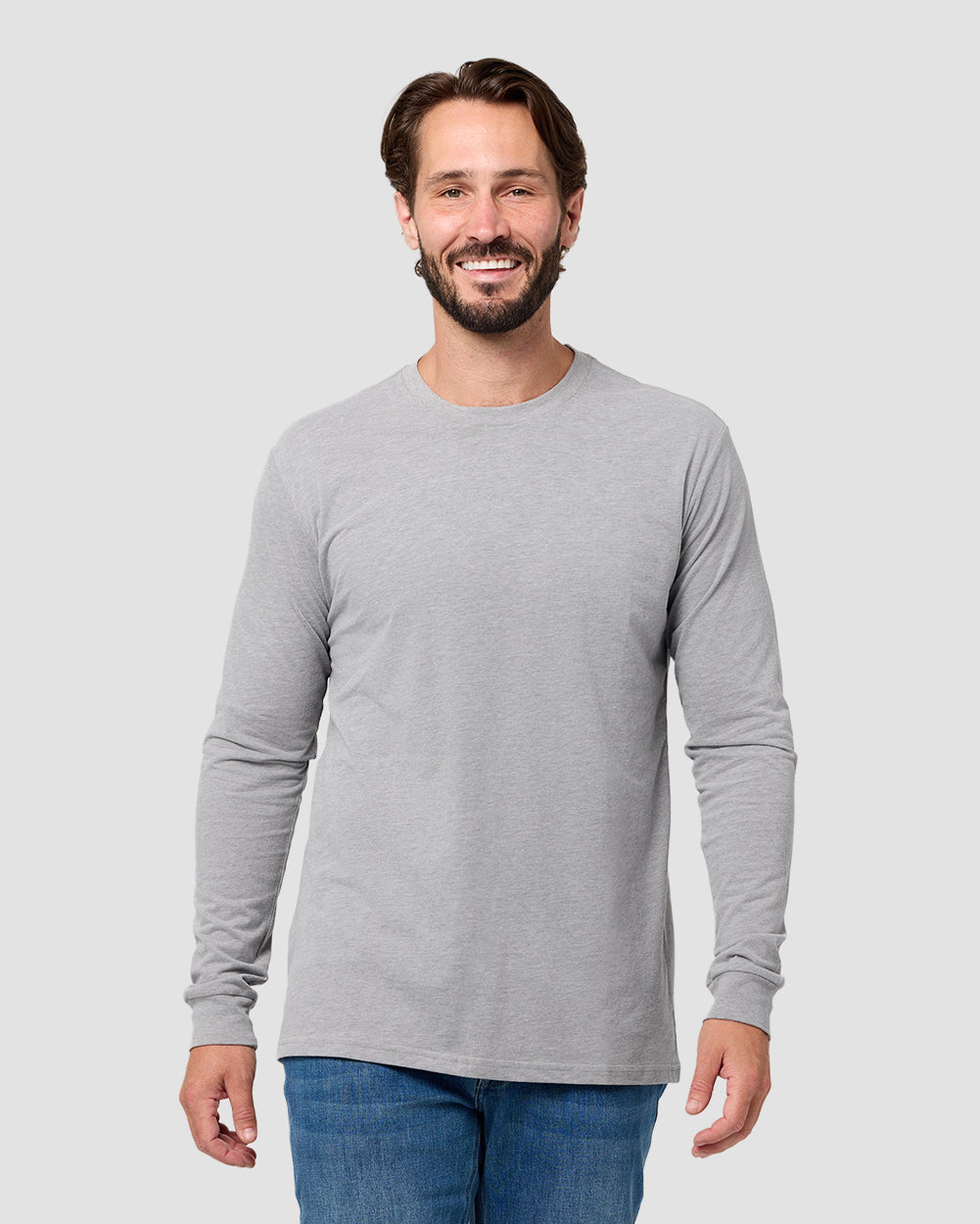 Long Sleeve Tee - Non-Branded-Grey-Reg-Regular-Front--Model---L