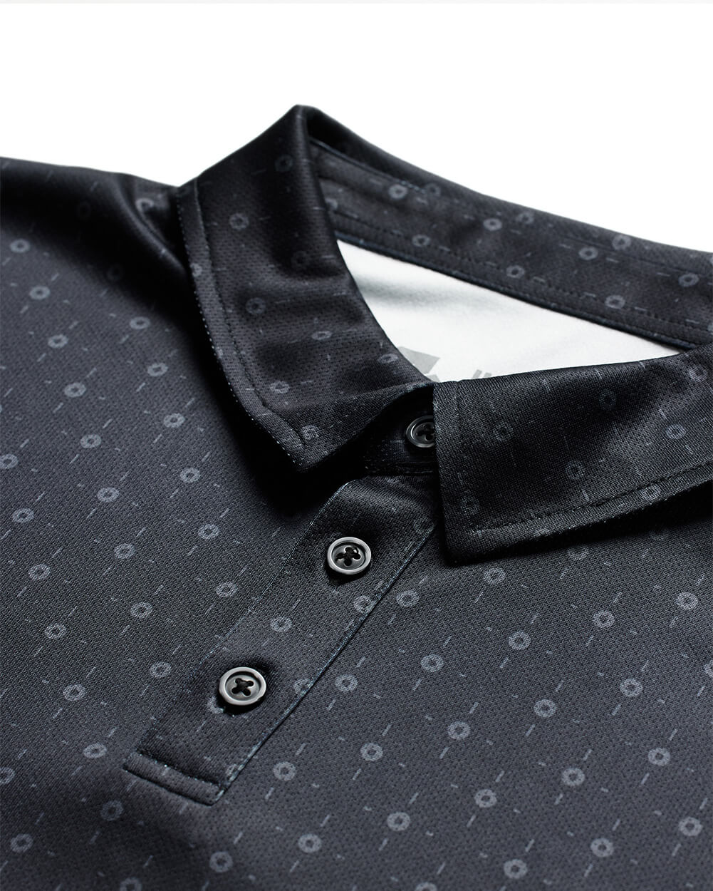 Performance Polo - Non-Branded-Black Dots-Reg-Regular-Detail--Model---L