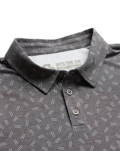 Pursuit Performance Polo-Black Dashes-Tall-Regular-Detail--Model---L
