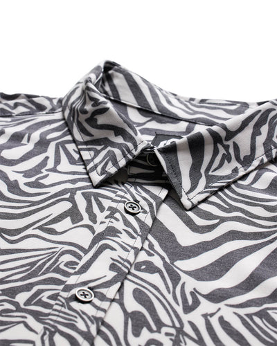 Relaxed Button Up - Non-Branded-Black Beige Animal-Regular-Detail 3--Alex---M