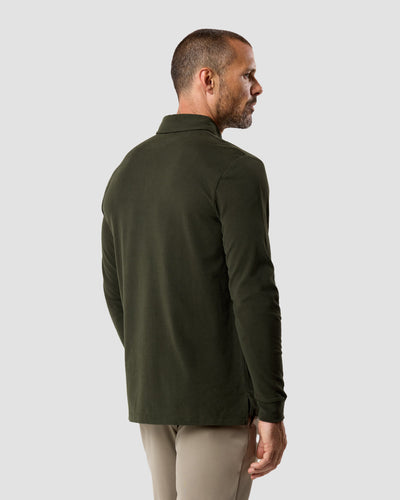 Long Sleeve Polo - Non-Branded-Midnight Olive-Reg-Regular-Back--Zac---L