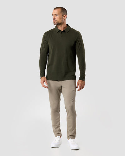 Long Sleeve Polo - Non-Branded-Midnight Olive-Reg-Regular-Full--Zac---L