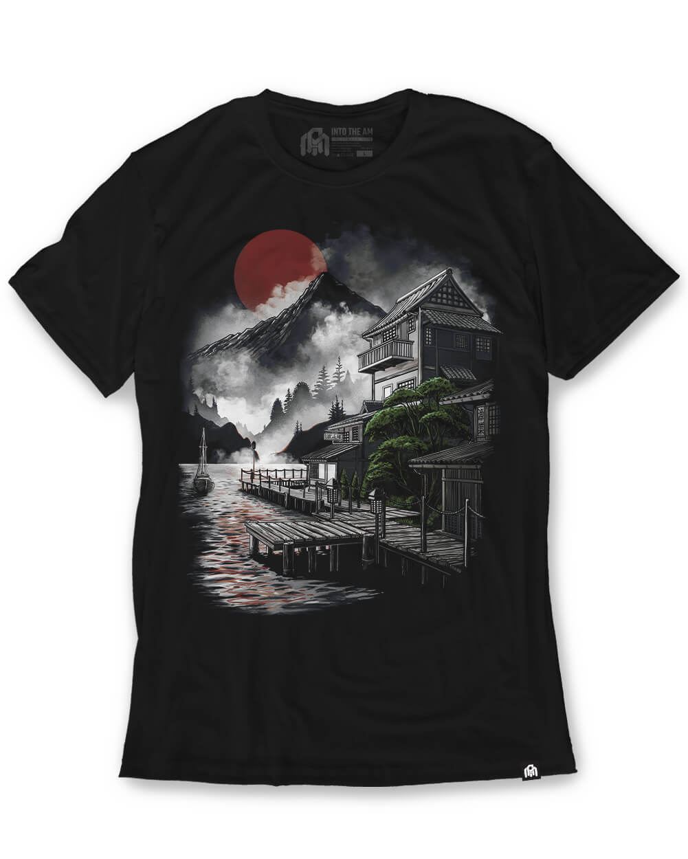 Misty Bay Tee-Black-Regular-Mock--Model---L