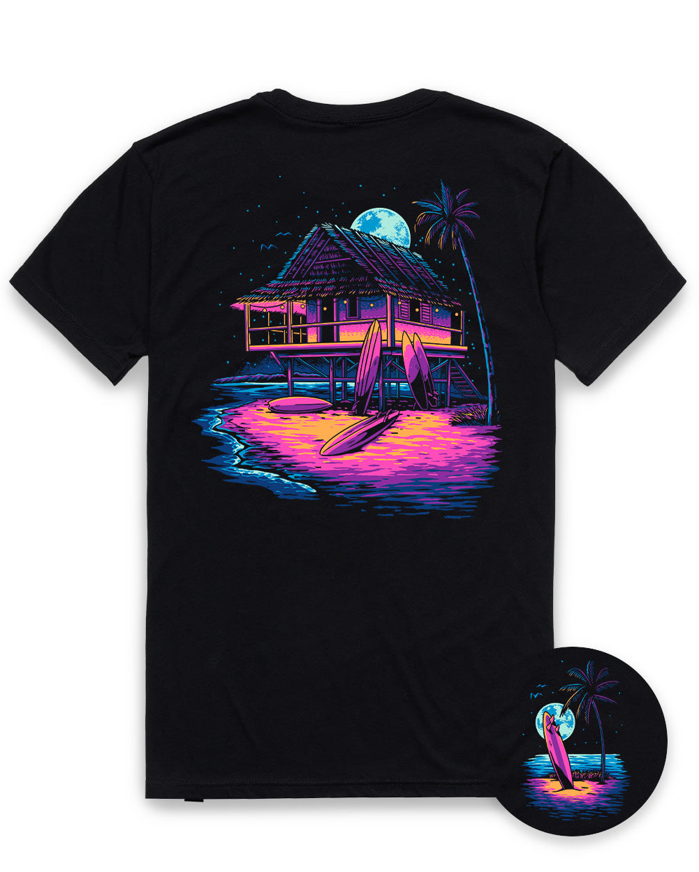 Moonlit Bungalow Tee-Black-Regular-Mock--Model---L