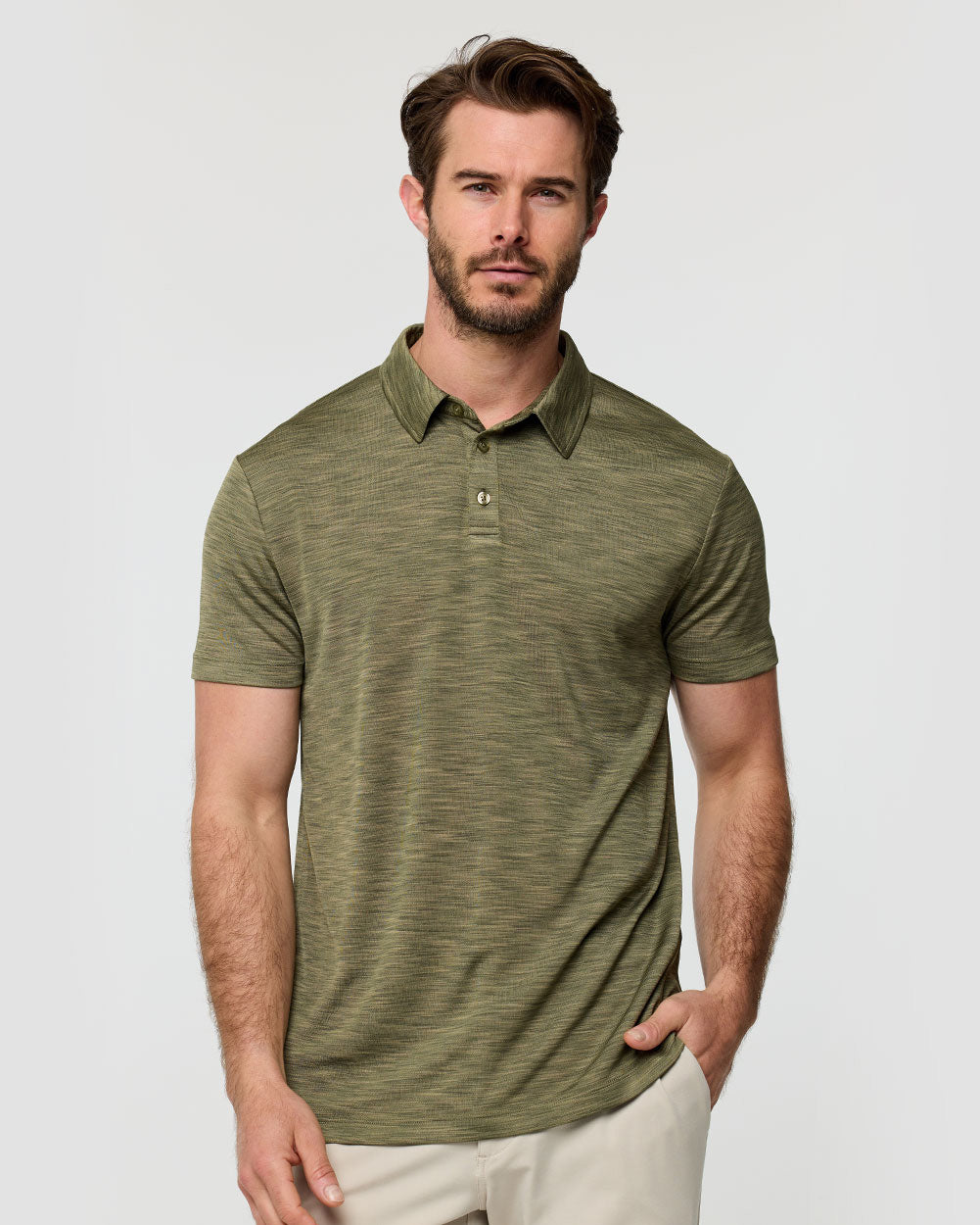 Performance Polo - Non-Branded-Olive Green-Reg-Regular-Front--Alex---M