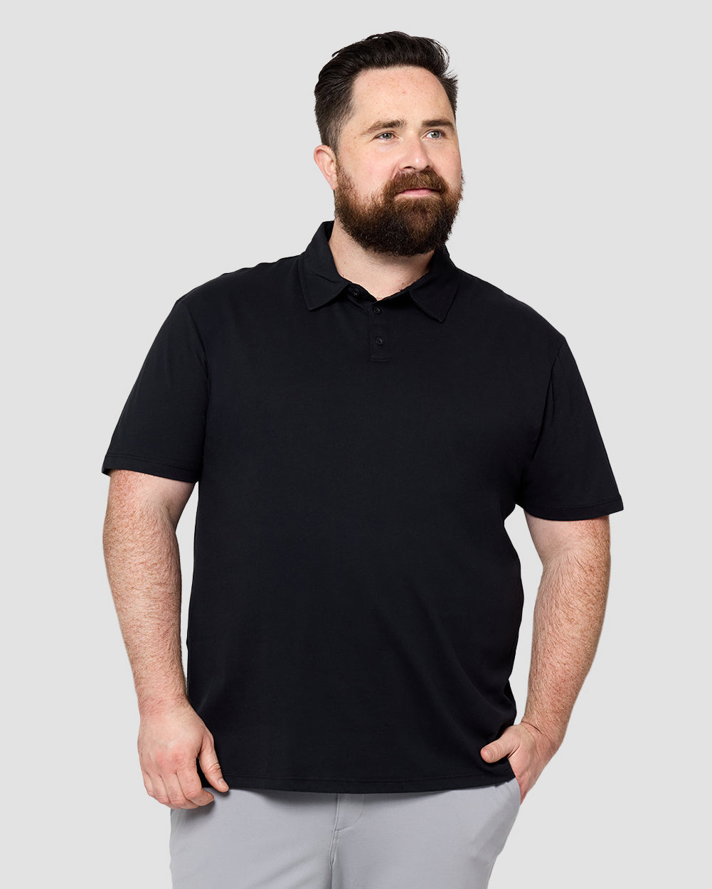 Polo - Tall - Non-Branded-Black-Plus-Front--Model---L