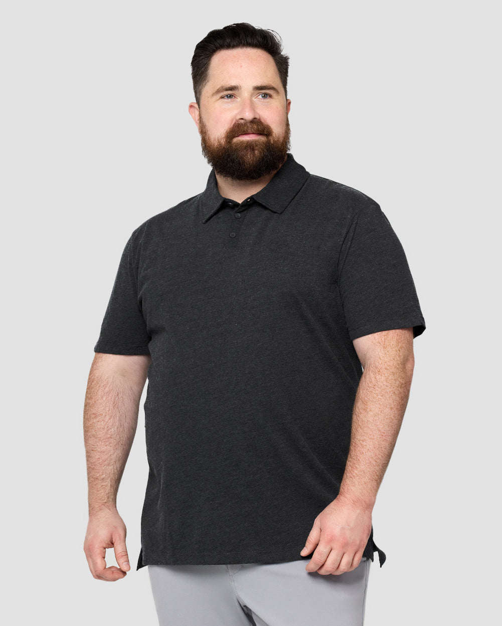 Polo - Tall - Non-Branded-Charcoal-Plus-Front--Model---L