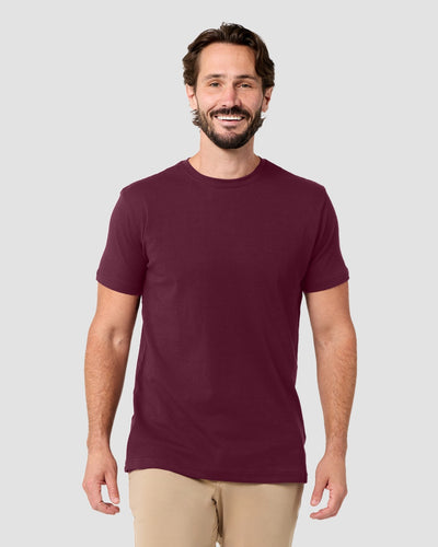 Pima Cotton Tee-Dark Maroon-Regular-Front--Model---L