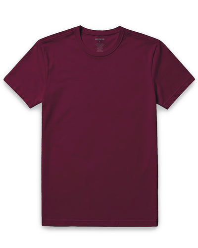 Pima Cotton Tee-Dark Maroon-Regular-Mock--Model