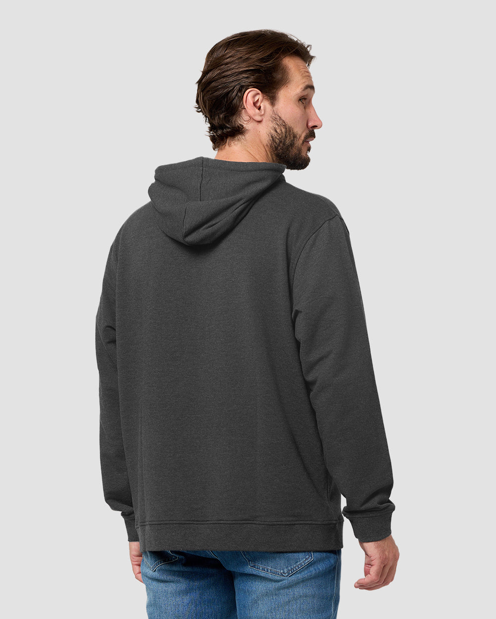 Pullover Hoodie (Classic Pocket) - Non-Branded-Charcoal-Regular-Back--Model---L